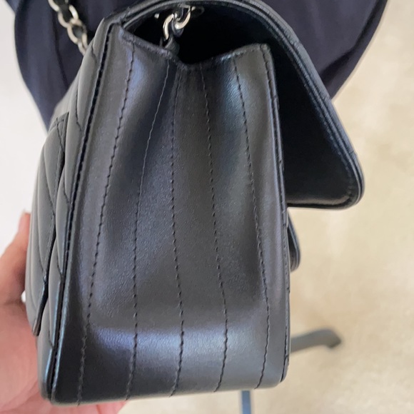 Rare CHANEL mini square chevron black lambskin bag - Picture 8 of 13